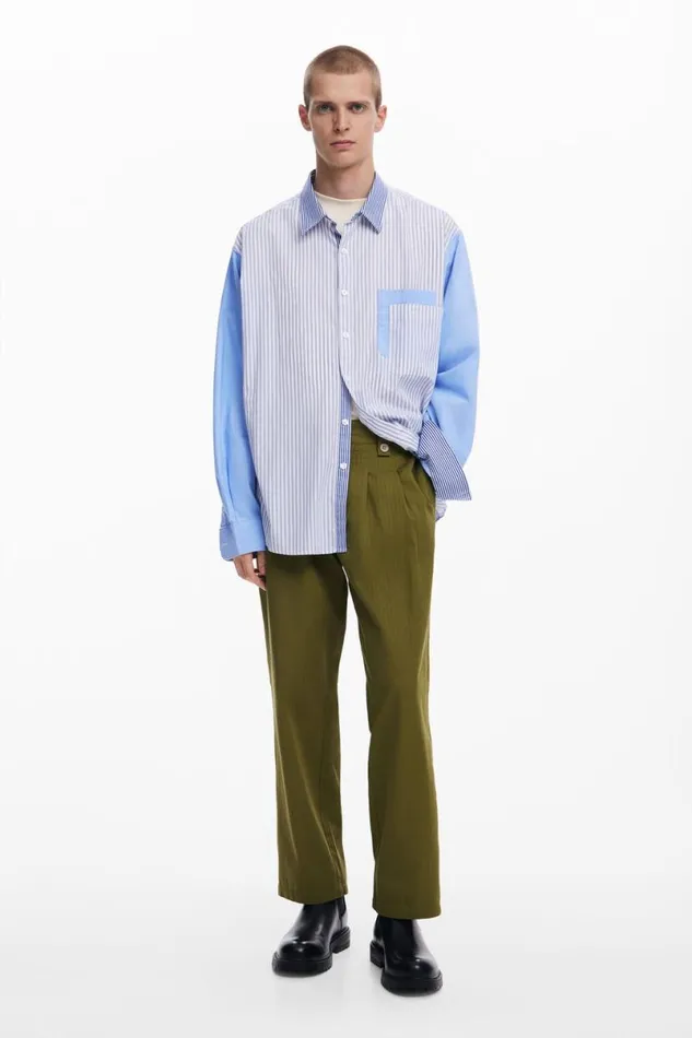 Men Shirts Desigual Patchwork Combined Shirt