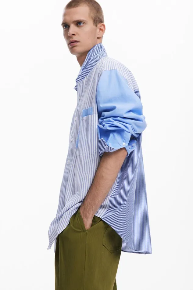 Men Shirts Desigual Patchwork Combined Shirt