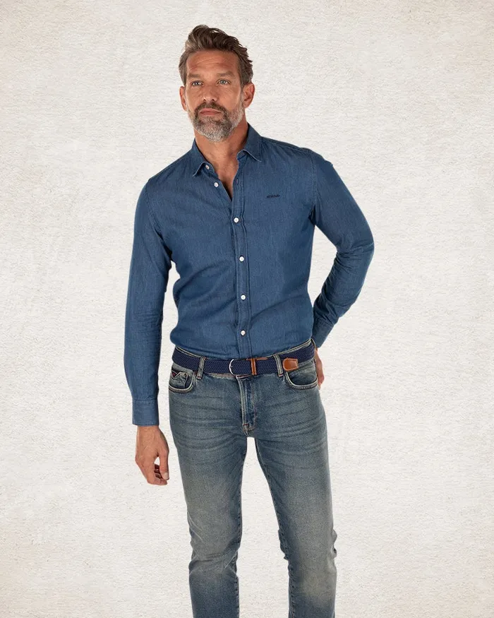 Men Shirts NZA New Zealand Auckland Cotton Denim Shirt Men Shirts NZA New Zealand Auckland Cotton Denim Shirt