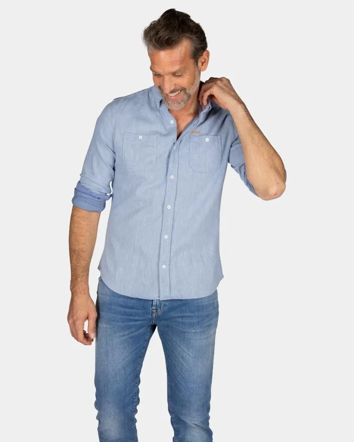 Men Shirts NZA New Zealand Auckland Cotton Denim Shirt 8211 Frozen Blue