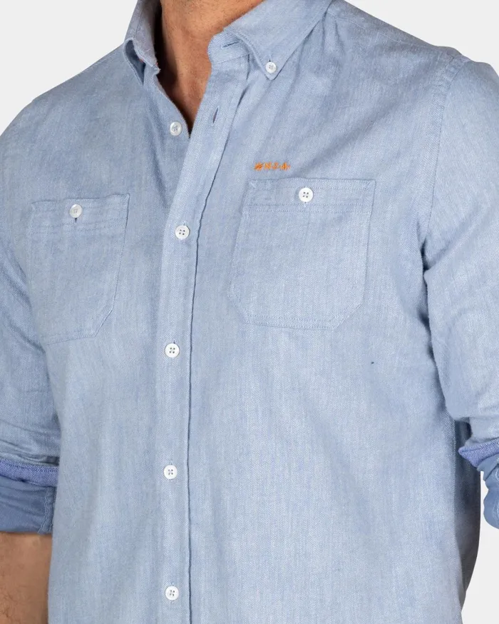 Men Shirts NZA New Zealand Auckland Cotton Denim Shirt 8211 Frozen Blue