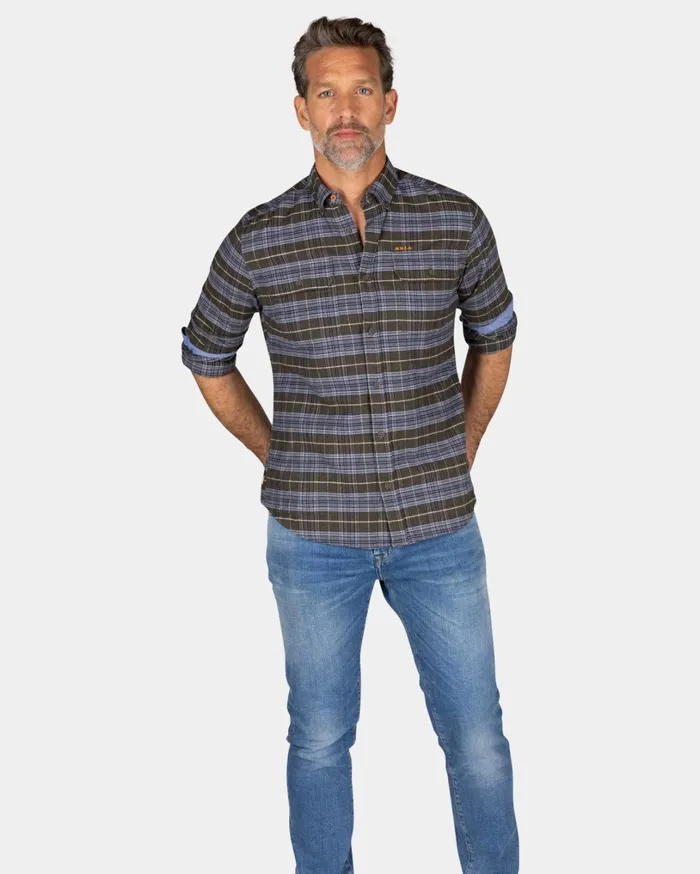 Men Shirts NZA New Zealand Auckland Green Grey Checked Shirt 8211 Quartz Green