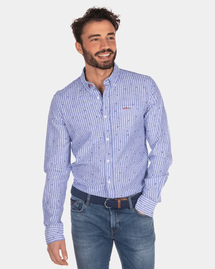 Men Shirts NZA New Zealand Auckland Linen And Cotton Shirt With Stripes