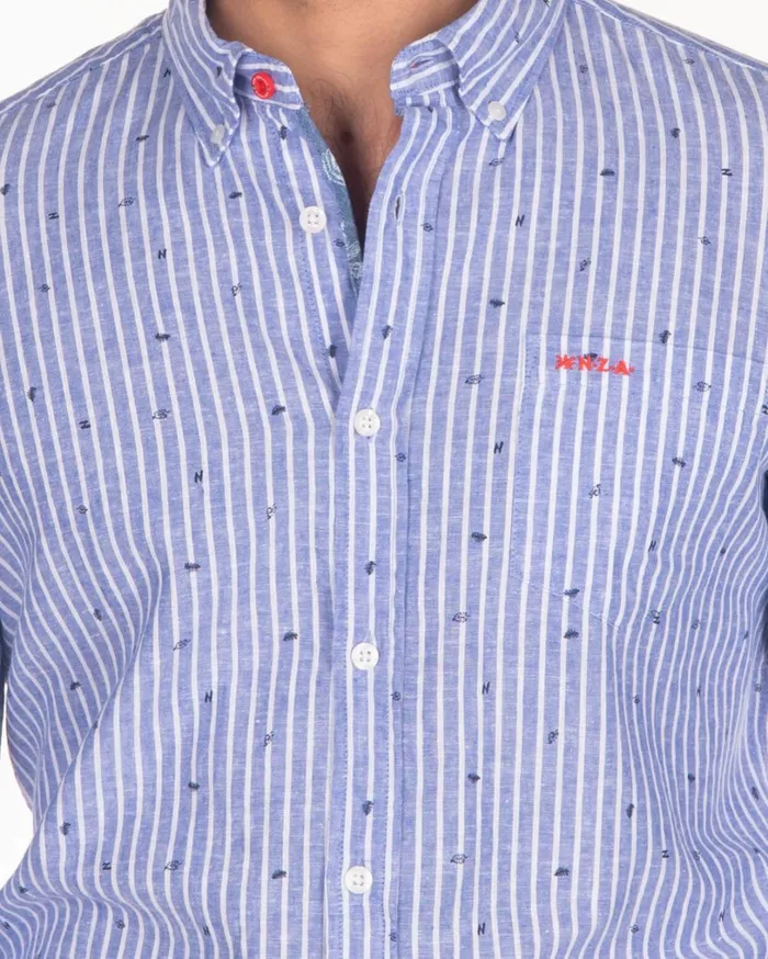 Men Shirts NZA New Zealand Auckland Linen And Cotton Shirt With Stripes