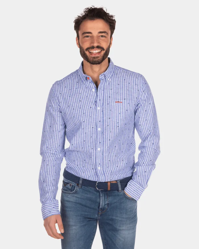 Men Shirts NZA New Zealand Auckland Linen And Cotton Shirt With Stripes