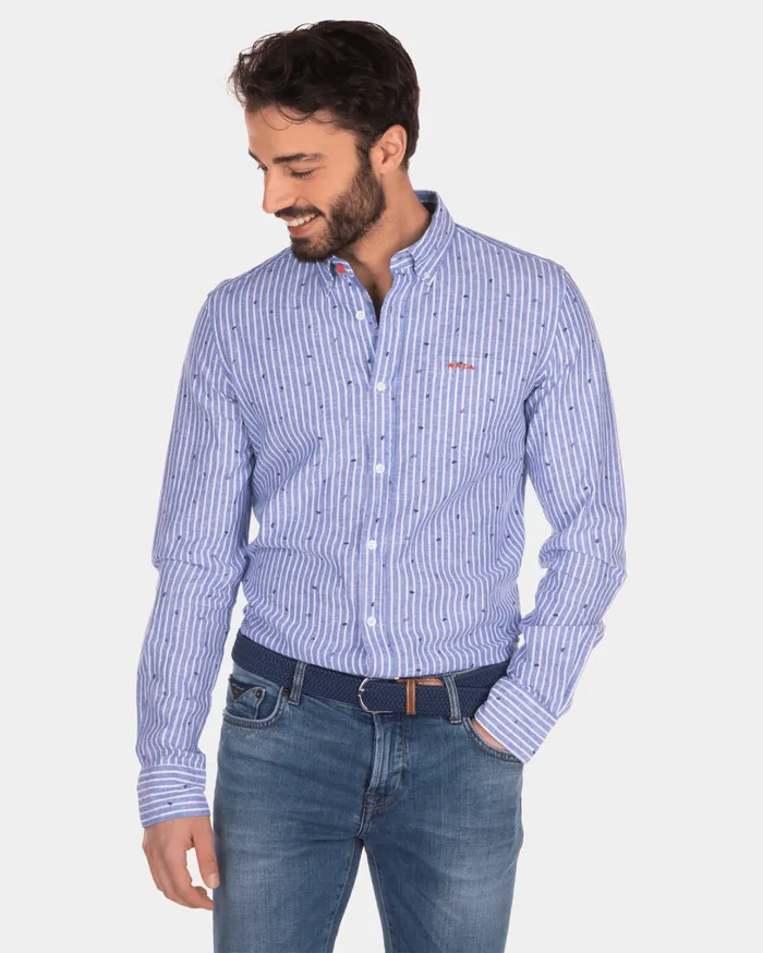 Men Shirts NZA New Zealand Auckland Linen And Cotton Shirt With Stripes