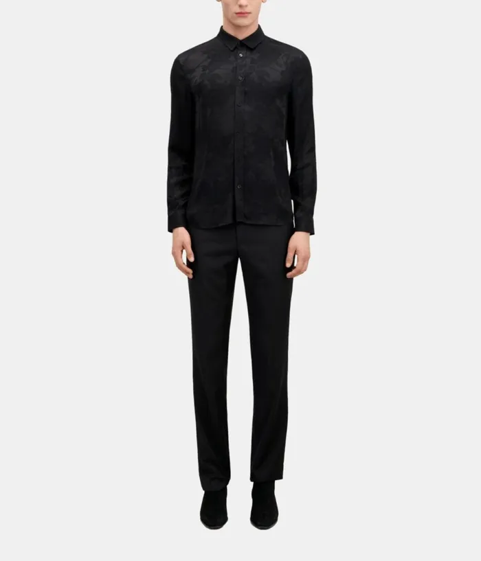 Men Shirts THE KOOPLES Black Floral Jacquard Shirt