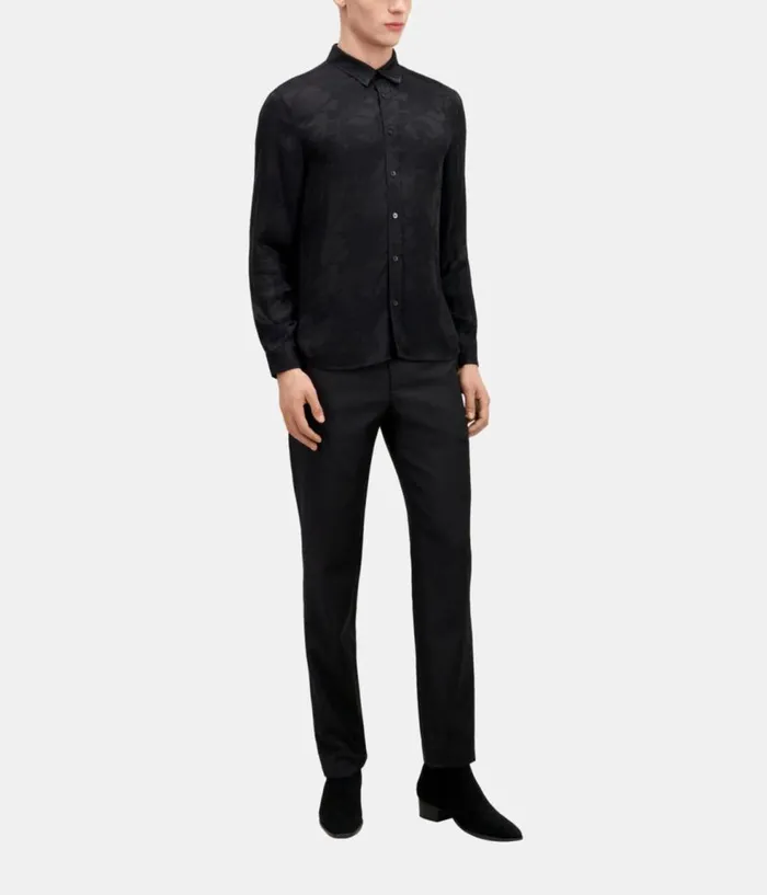 Men Shirts THE KOOPLES Black Floral Jacquard Shirt