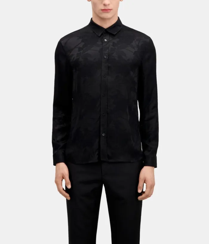 Men Shirts THE KOOPLES Black Floral Jacquard Shirt