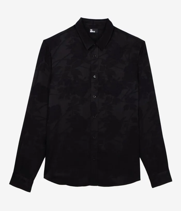 Men Shirts THE KOOPLES Black Floral Jacquard Shirt