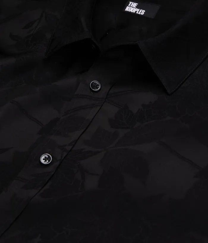 Men Shirts THE KOOPLES Black Floral Jacquard Shirt
