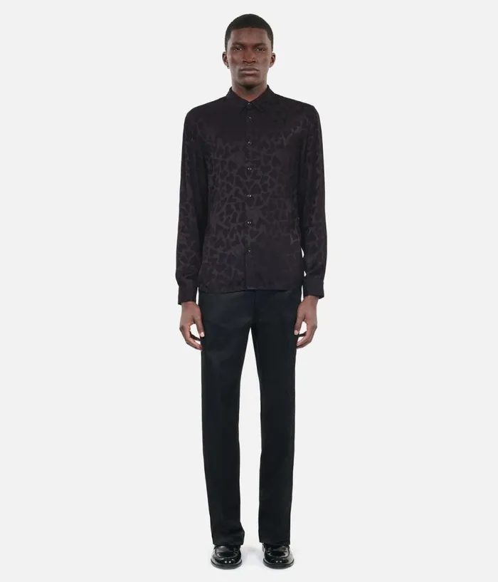 Men Shirts THE KOOPLES Black Jacquard Shirt Men Shirts THE KOOPLES Black Jacquard Shirt