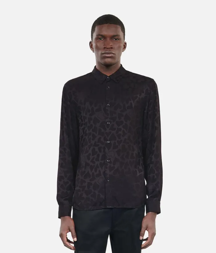Men Shirts THE KOOPLES Black Jacquard Shirt Men Shirts THE KOOPLES Black Jacquard Shirt