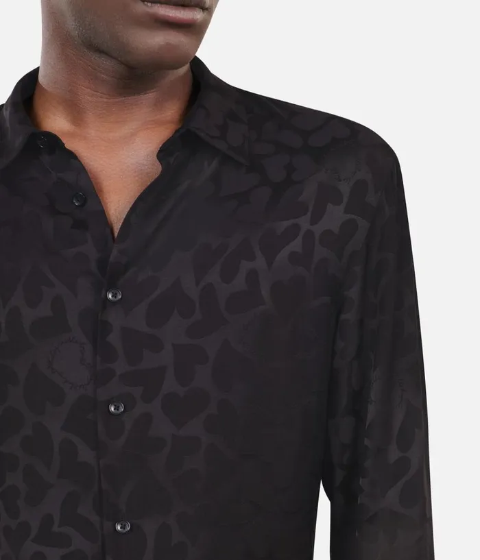 Men Shirts THE KOOPLES Black Jacquard Shirt Men Shirts THE KOOPLES Black Jacquard Shirt