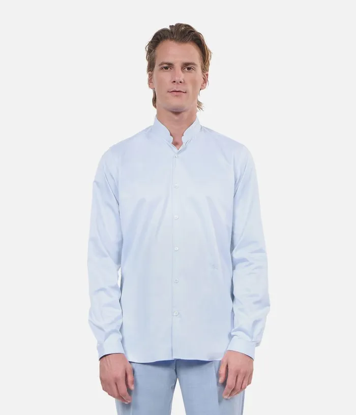 Men Shirts THE KOOPLES Blue Shirt With Officer Collar Men Shirts THE KOOPLES Blue Shirt With Officer Collar