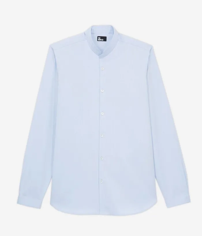 Men Shirts THE KOOPLES Blue Shirt With Officer Collar Men Shirts THE KOOPLES Blue Shirt With Officer Collar
