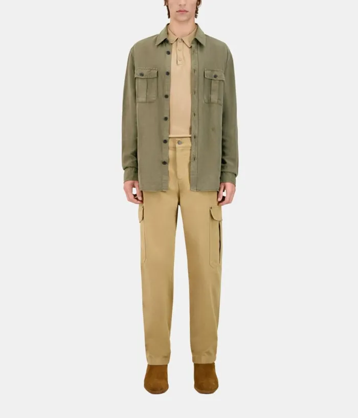 Men Shirts THE KOOPLES Khaki Lyocell And Linen Shirt