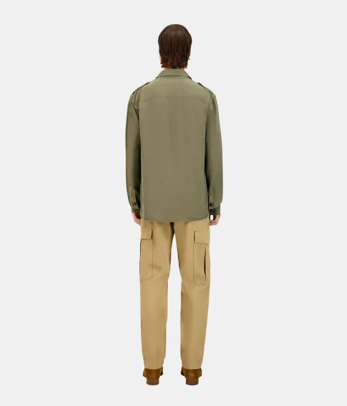 Men Shirts THE KOOPLES Khaki Lyocell And Linen Shirt