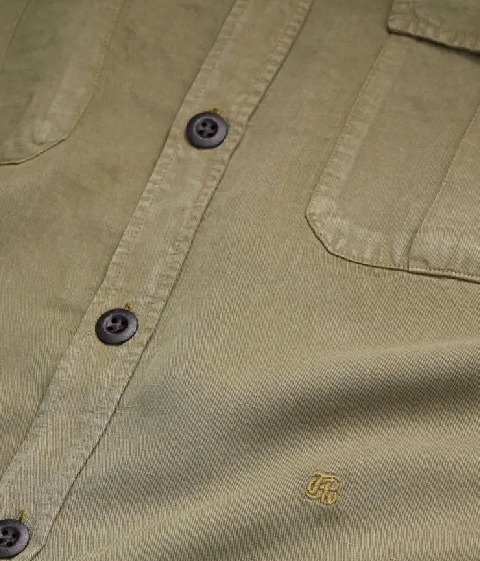 Men Shirts THE KOOPLES Khaki Lyocell And Linen Shirt