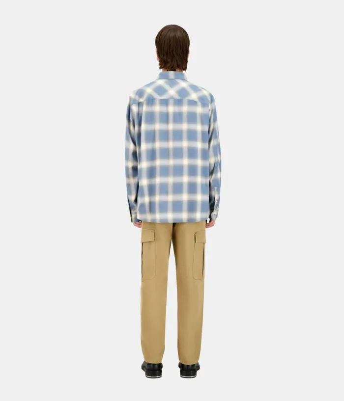 Men Shirts THE KOOPLES Light Blue And Gray Checked Long Sleeve Shirt