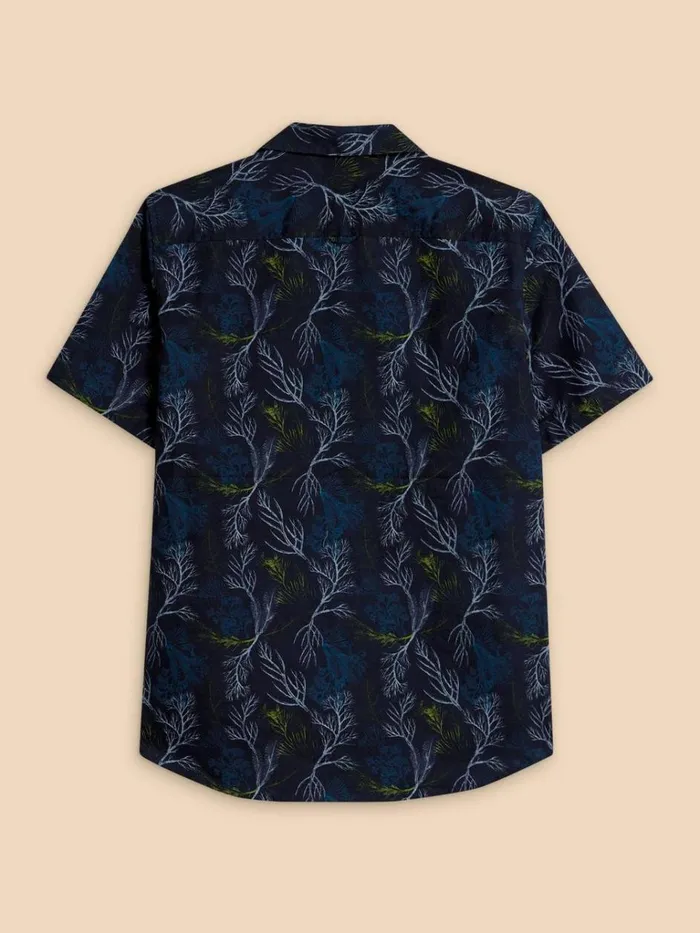 Men SHIRTS White Stuff Crab Printed SS Shirt Navy Print
