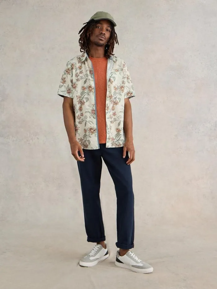 Men SHIRTS White Stuff Floral Printed SS Shirt Natural Print Men SHIRTS White Stuff Floral Printed SS Shirt Natural Print