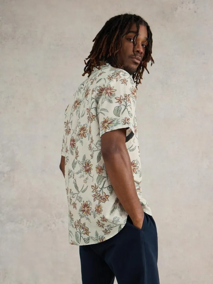 Men SHIRTS White Stuff Floral Printed SS Shirt Natural Print Men SHIRTS White Stuff Floral Printed SS Shirt Natural Print