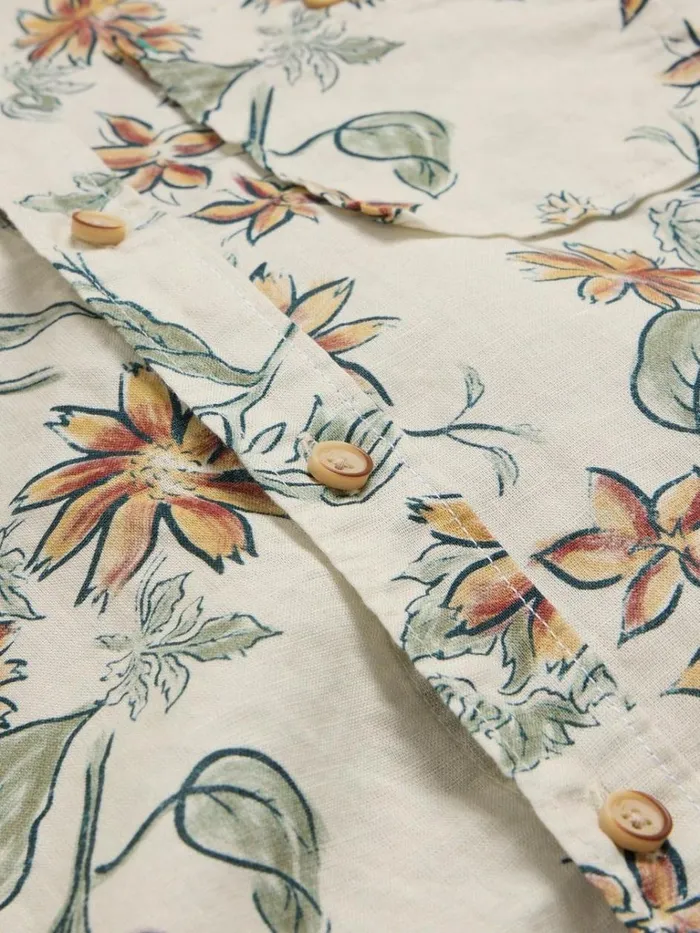 Men SHIRTS White Stuff Floral Printed SS Shirt Natural Print Men SHIRTS White Stuff Floral Printed SS Shirt Natural Print