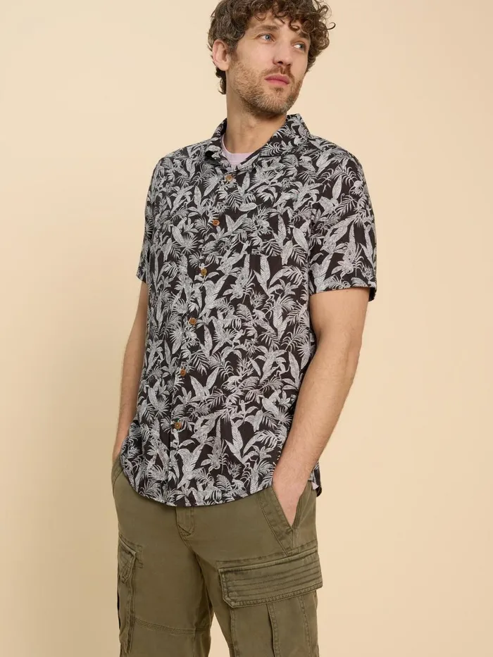 Men SHIRTS White Stuff Monkey Printed Shirt Black Print Men SHIRTS White Stuff Monkey Printed Shirt Black Print