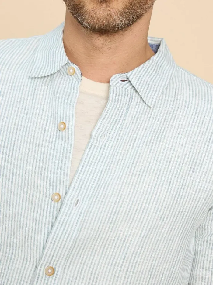Men SHIRTS White Stuff Pembroke LS Linen Stripe Shirt Blue Multi Men SHIRTS White Stuff Pembroke LS Linen Stripe Shirt Blue Multi