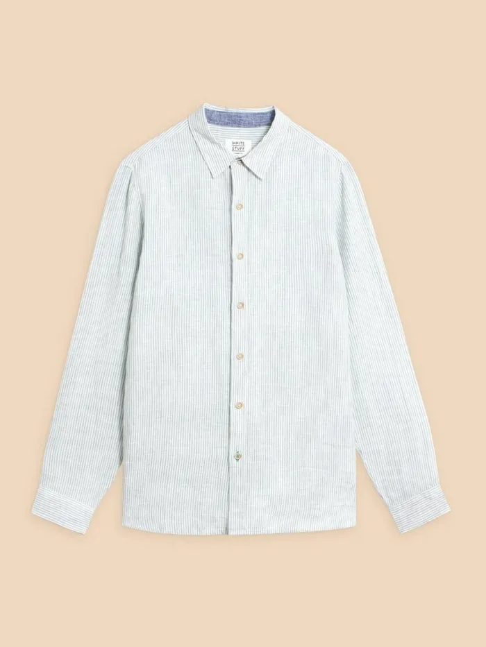 Men SHIRTS White Stuff Pembroke LS Linen Stripe Shirt Blue Multi Men SHIRTS White Stuff Pembroke LS Linen Stripe Shirt Blue Multi