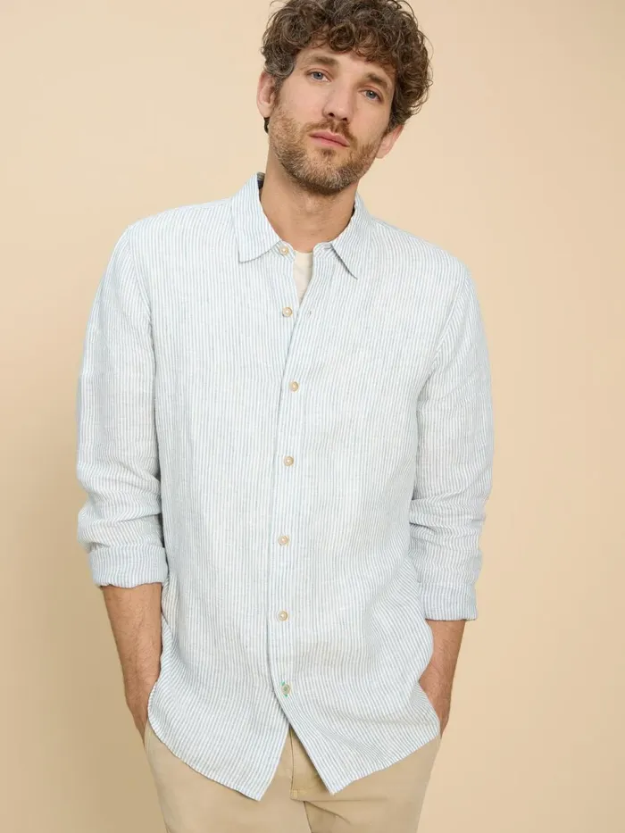 Men SHIRTS White Stuff Pembroke LS Linen Stripe Shirt Blue Multi Men SHIRTS White Stuff Pembroke LS Linen Stripe Shirt Blue Multi