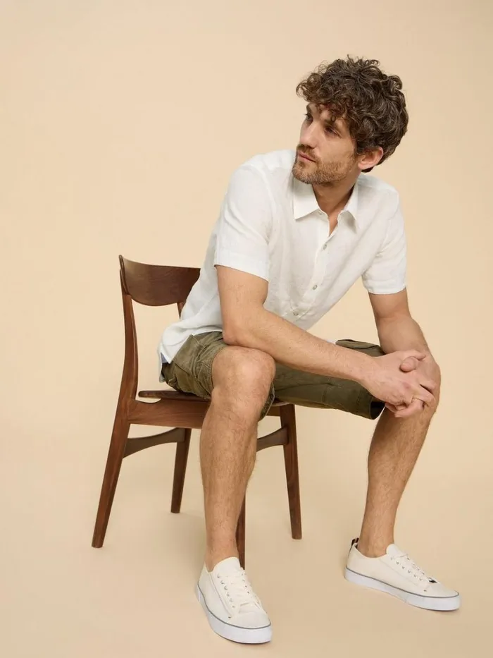 Men SHIRTS White Stuff Pembroke SS Linen Shirt Brilliant White