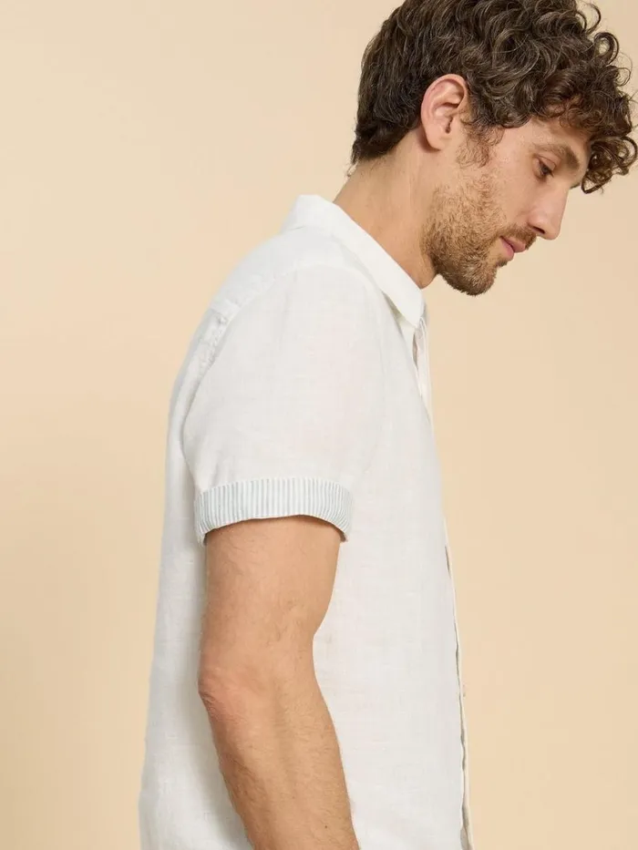 Men SHIRTS White Stuff Pembroke SS Linen Shirt Brilliant White