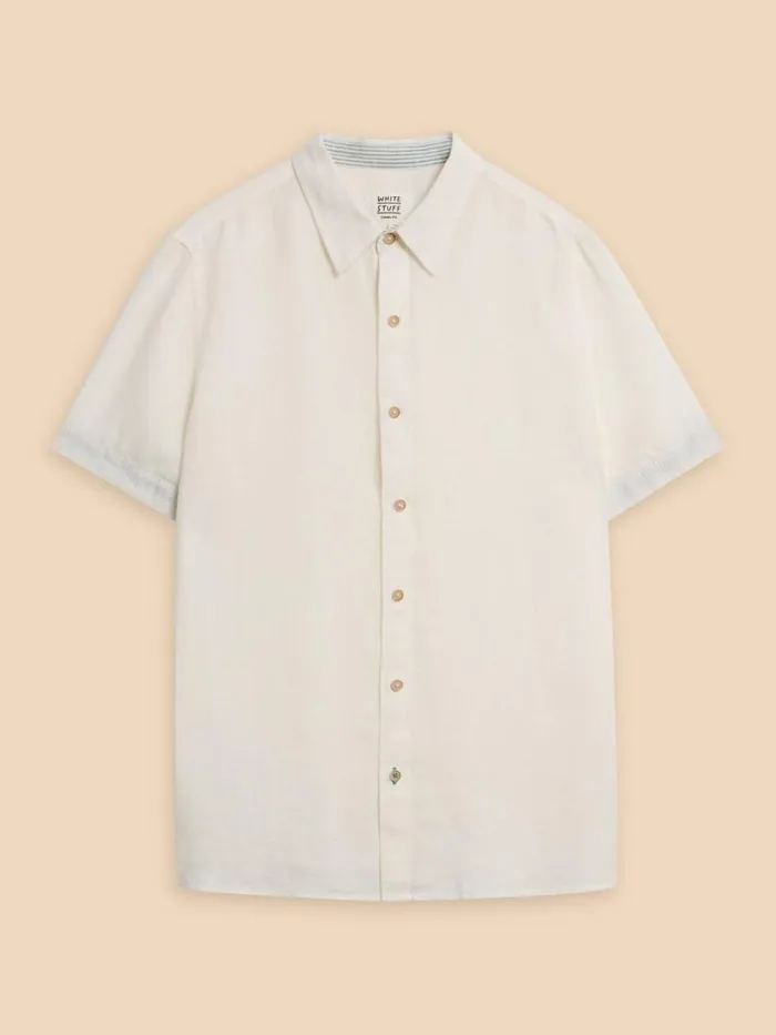 Men SHIRTS White Stuff Pembroke SS Linen Shirt Brilliant White