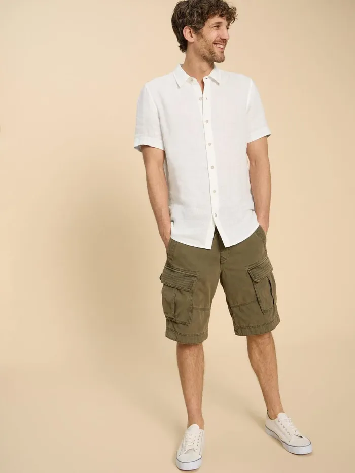 Men SHIRTS White Stuff Pembroke SS Linen Shirt Brilliant White