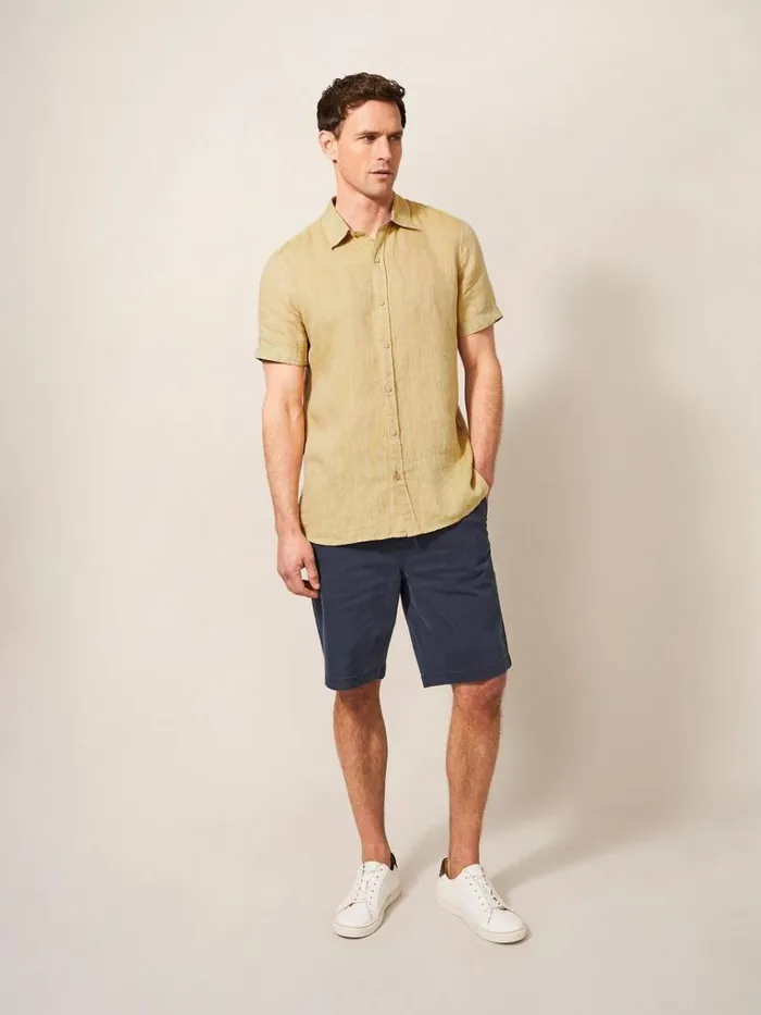 Men SHIRTS White Stuff Pembroke SS Linen Shirt Dark Yellow