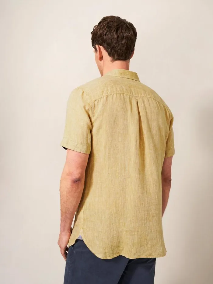 Men SHIRTS White Stuff Pembroke SS Linen Shirt Dark Yellow Men SHIRTS White Stuff Pembroke SS Linen Shirt Dark Yellow