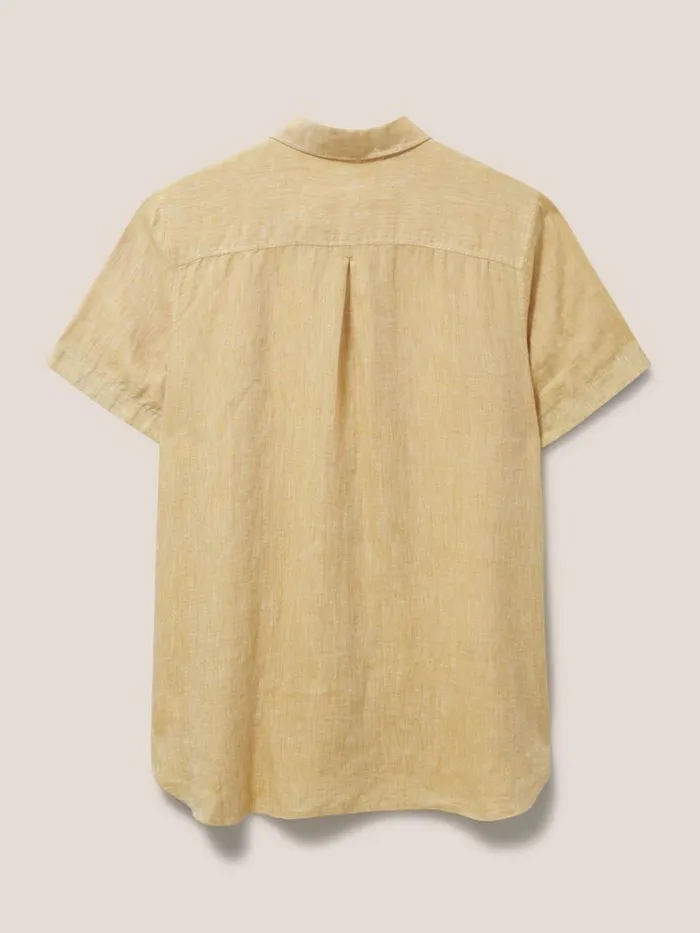 Men SHIRTS White Stuff Pembroke SS Linen Shirt Dark Yellow Men SHIRTS White Stuff Pembroke SS Linen Shirt Dark Yellow