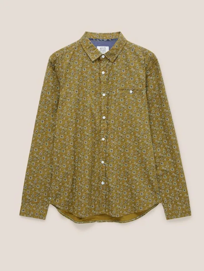 Men SHIRTS White Stuff Scattered Flower Printed Shirt Mid Green