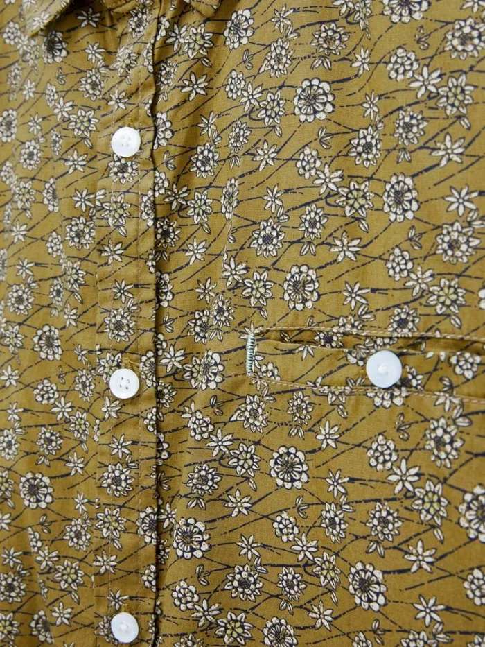 Men SHIRTS White Stuff Scattered Flower Printed Shirt Mid Green