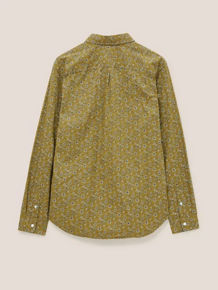 Men SHIRTS White Stuff Scattered Flower Printed Shirt Mid Green