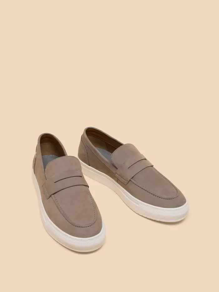 Men SHOES White Stuff Lenny Leather Loafer Mid Grey