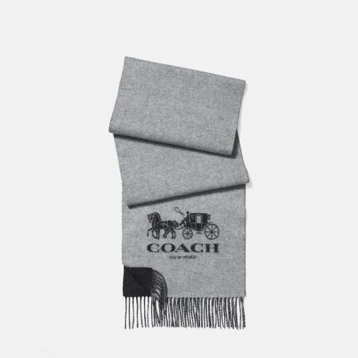 Men Signature Cashmere Scarf Charcoalgrey Coach Hats Scarves and Gloves
