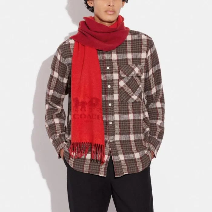 Men Signature Cashmere Scarf Sport Red Coach Hats Scarves and Gloves