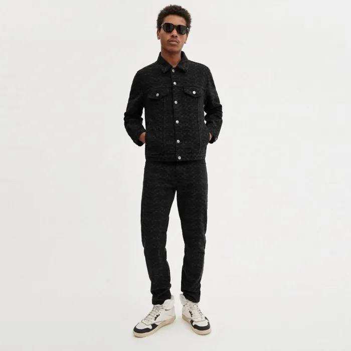 Men Signature Denim Jacket Black Signature Coach Jackets and Outerwear