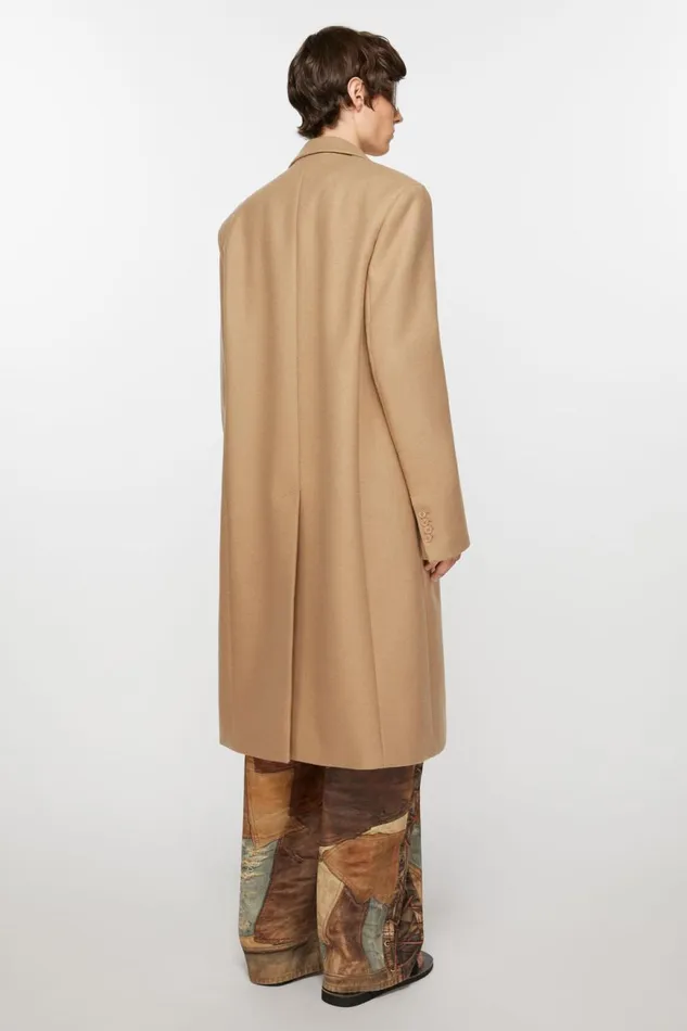 Men Singlebreasted Wool Coat Camel Beige Acne Studios Outerwear