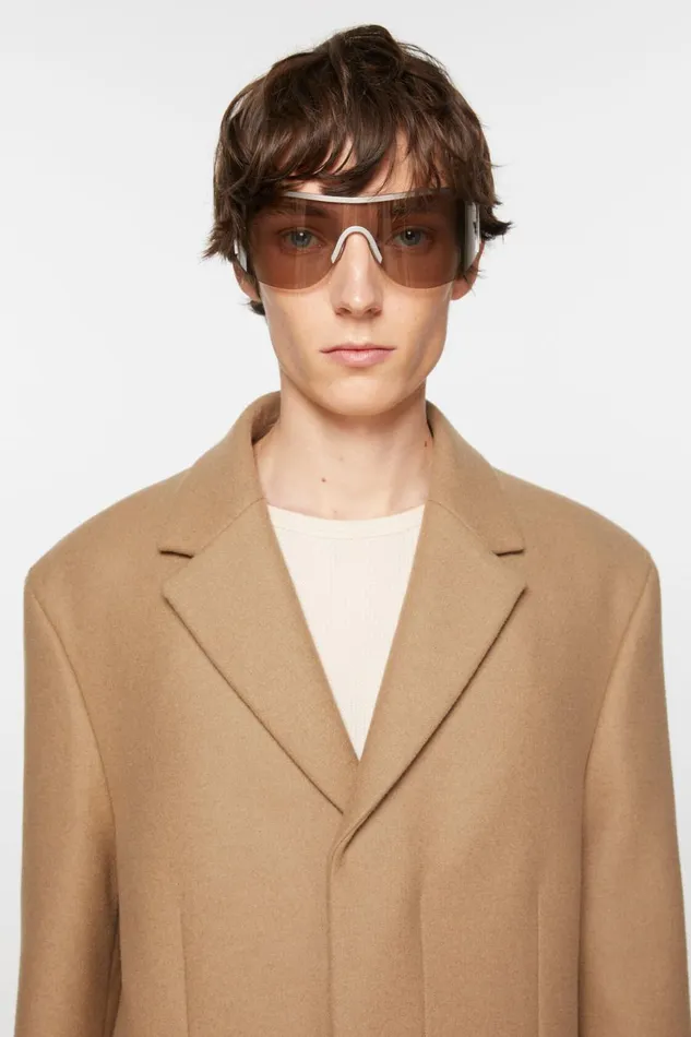 Men Singlebreasted Wool Coat Camel Beige Acne Studios Outerwear