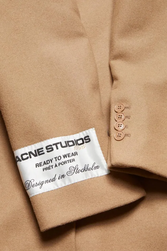 Men Singlebreasted Wool Coat Camel Beige Acne Studios Outerwear