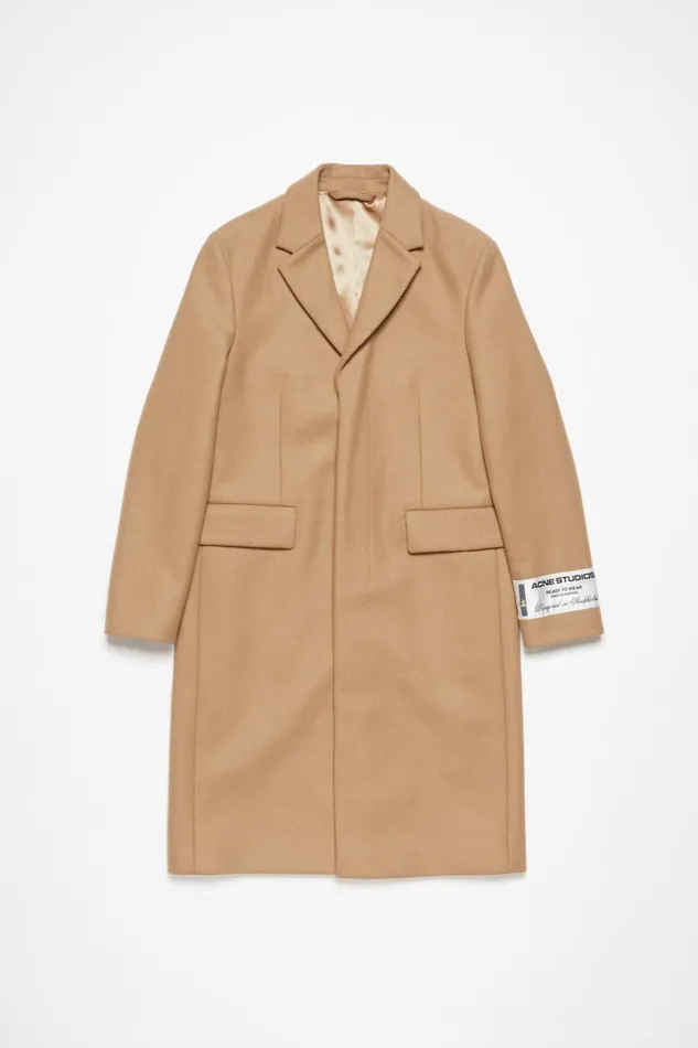 Men Singlebreasted Wool Coat Camel Beige Acne Studios Outerwear
